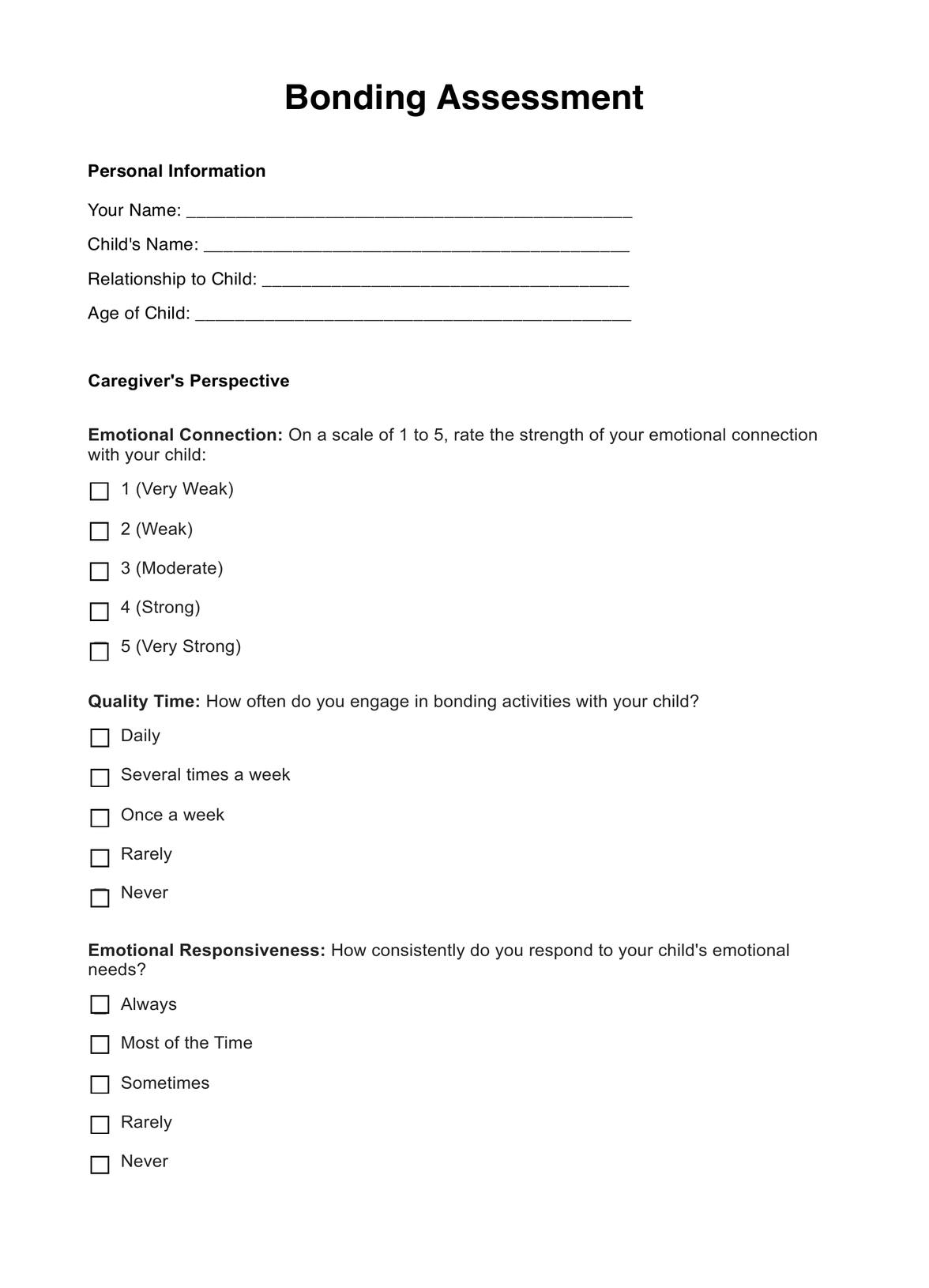 Bonding Assessments PDF Example
