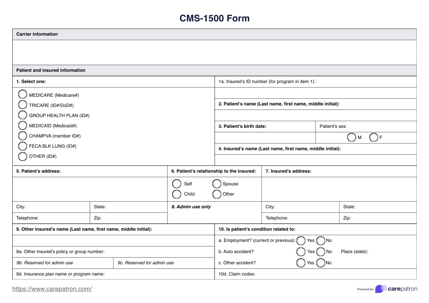 CMS 1500 Forms PDF Example