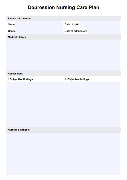 Depression Nursing Care Plan PDF Example