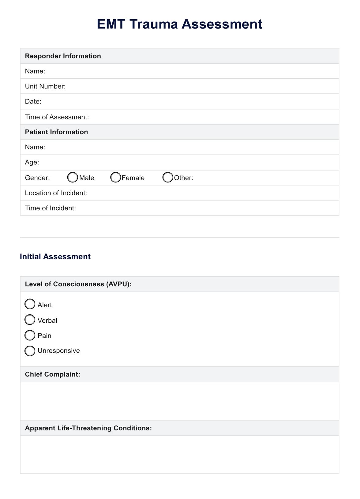 EMT Trauma Assessment PDF Example