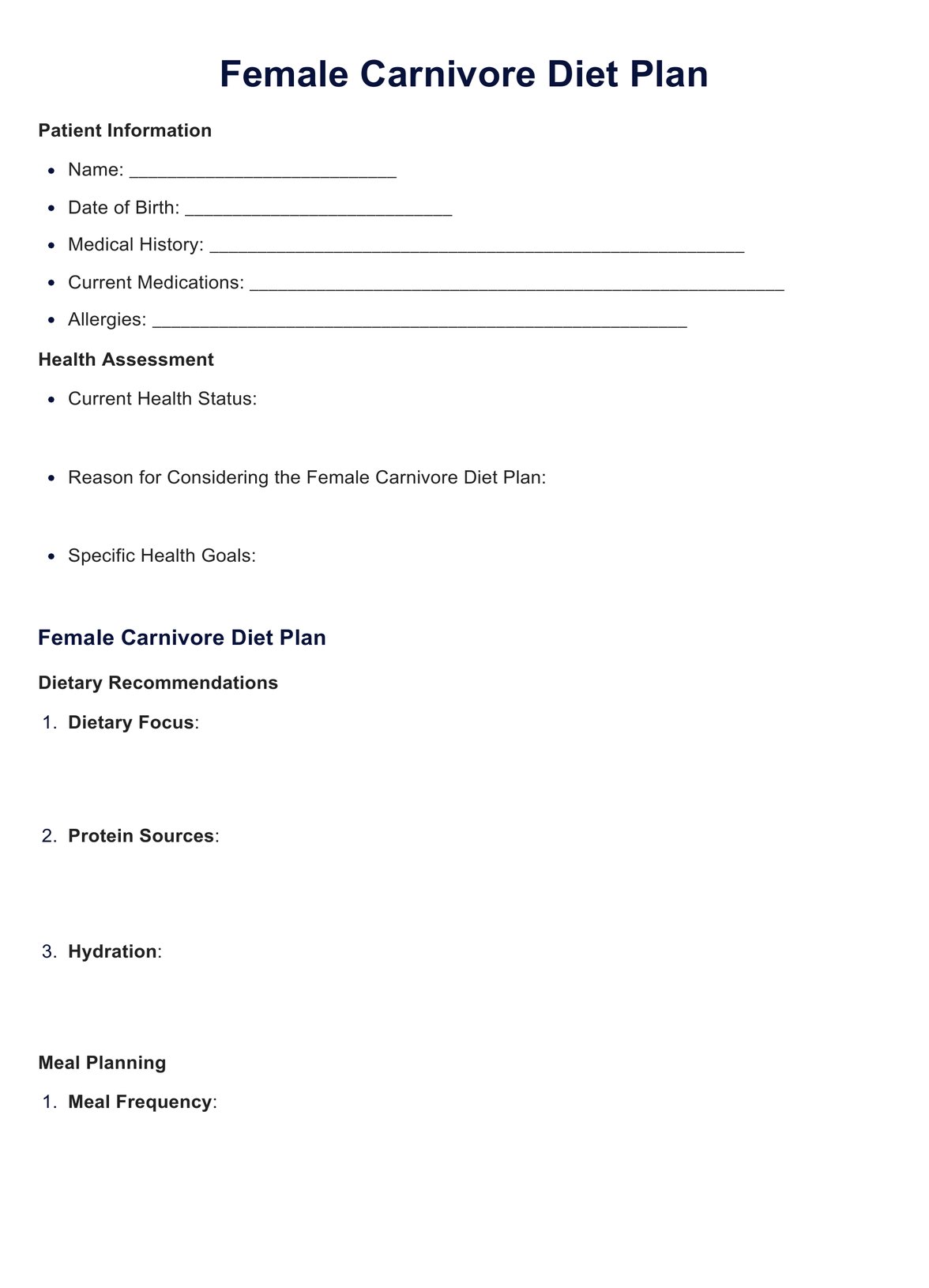 Dişi Etobur Diyet Planı PDF Example