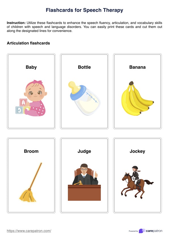 Flashcards for Speech Therapy PDF Example