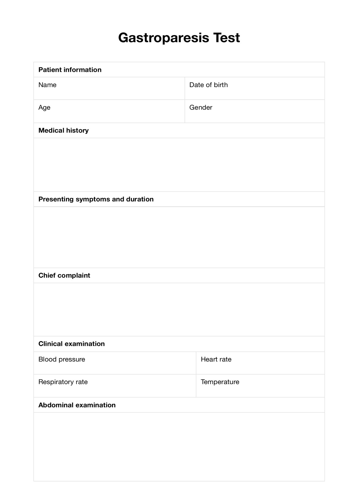 Gastroparesis Test PDF Example