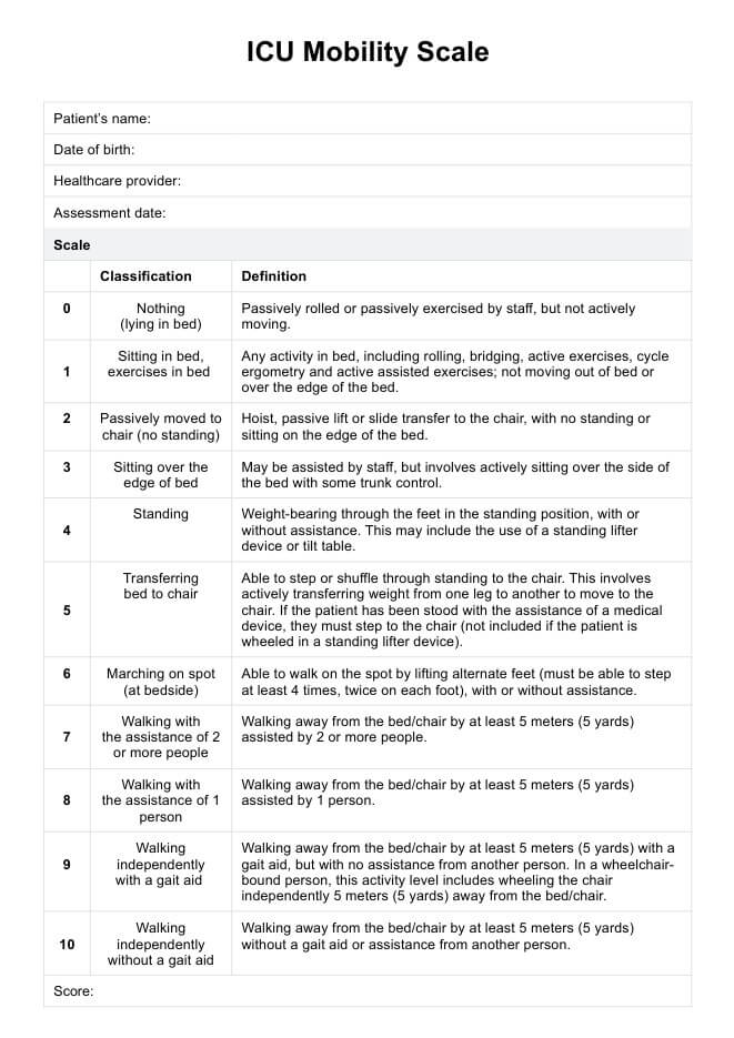 Escala de movilidad UCI PDF Example