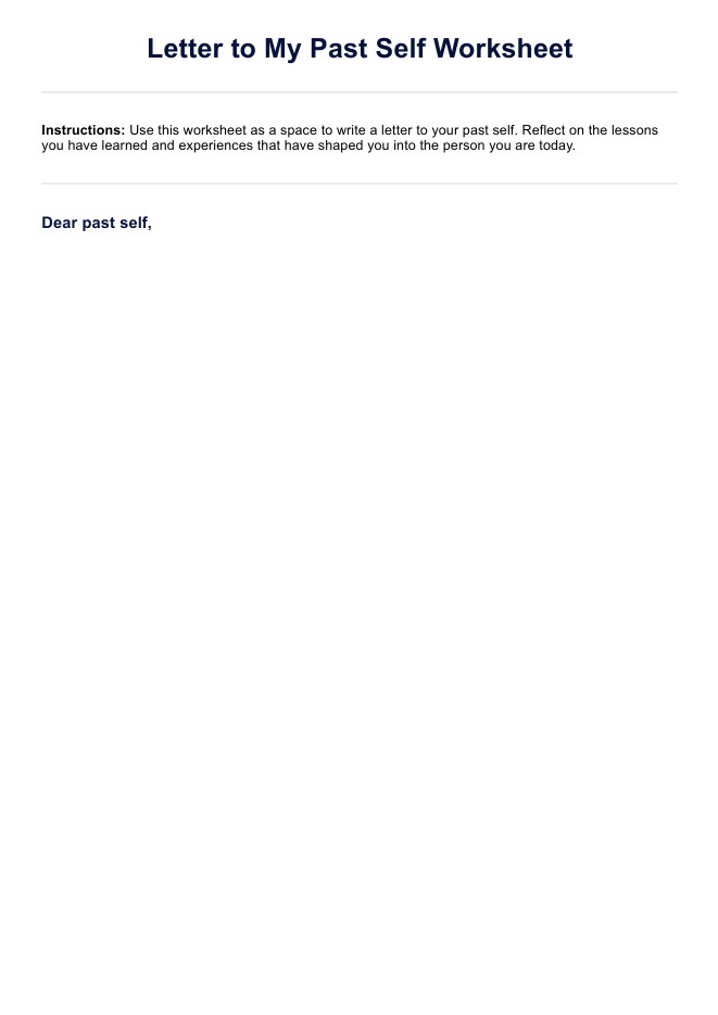 Hoja de trabajo carta a mi yo pasado PDF Example