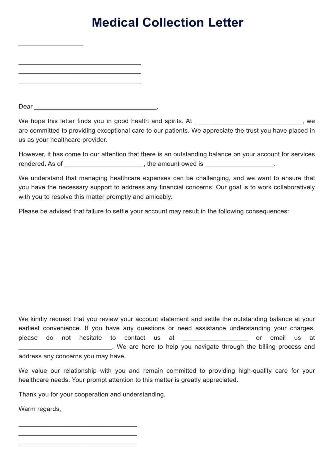 Brief zur medizinischen Sammlung PDF Example