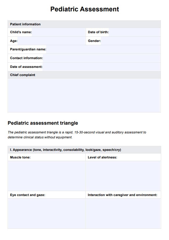 Pediatric Assessment PDF Example