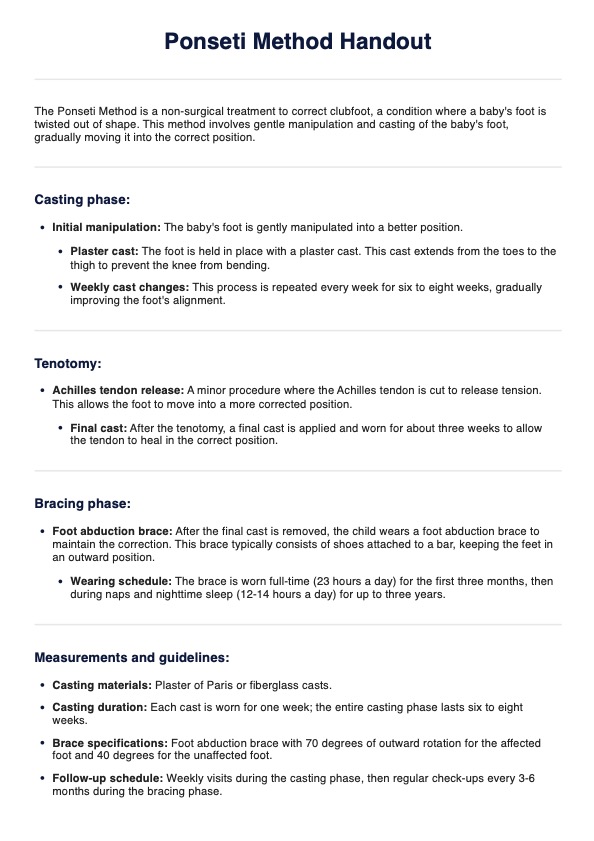 Folleto del método ponseti PDF Example