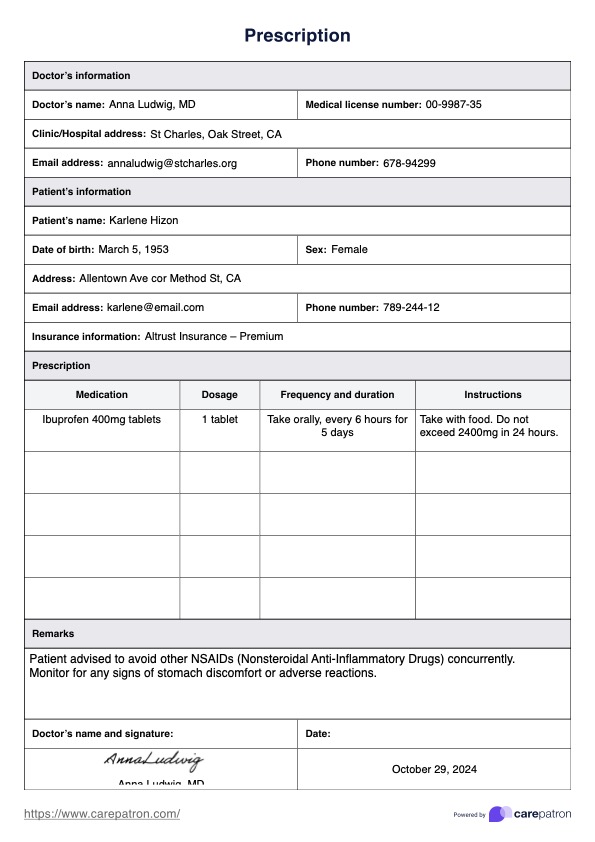 処方テンプレート PDF Example