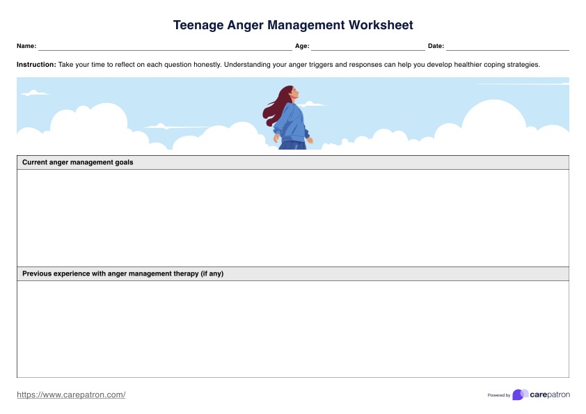 Arbeitsblätter zur Wutbewältigung von Teenagern PDF Example