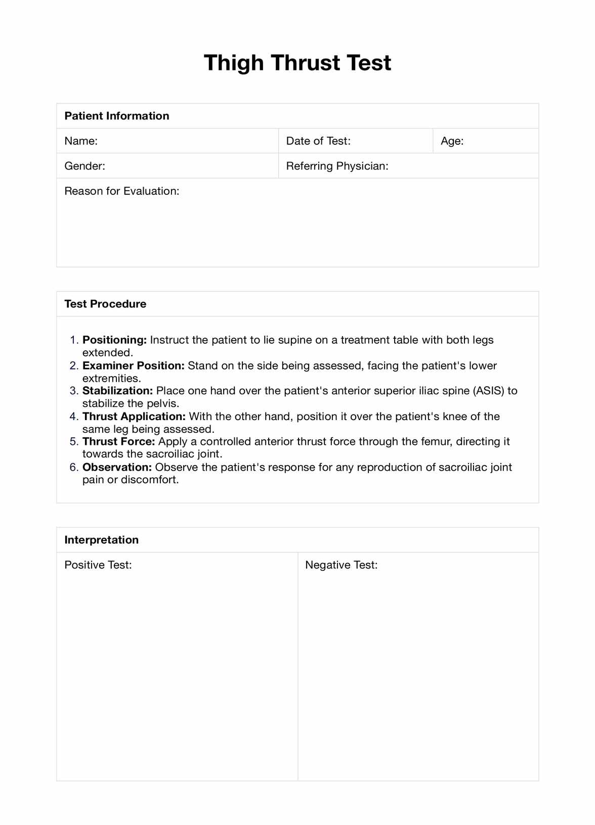 Oberschenkelschubtest PDF Example