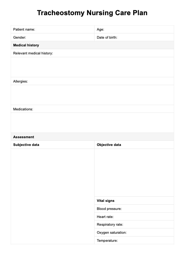 Tracheotomie-Pflegeplan PDF Example